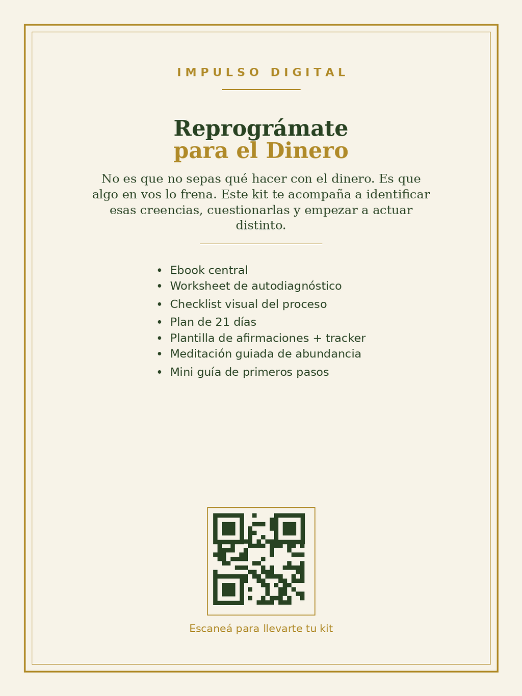 Reprográmate para el Dinero — Kit de Autoconocimiento y Cambio de Creencias Financieras