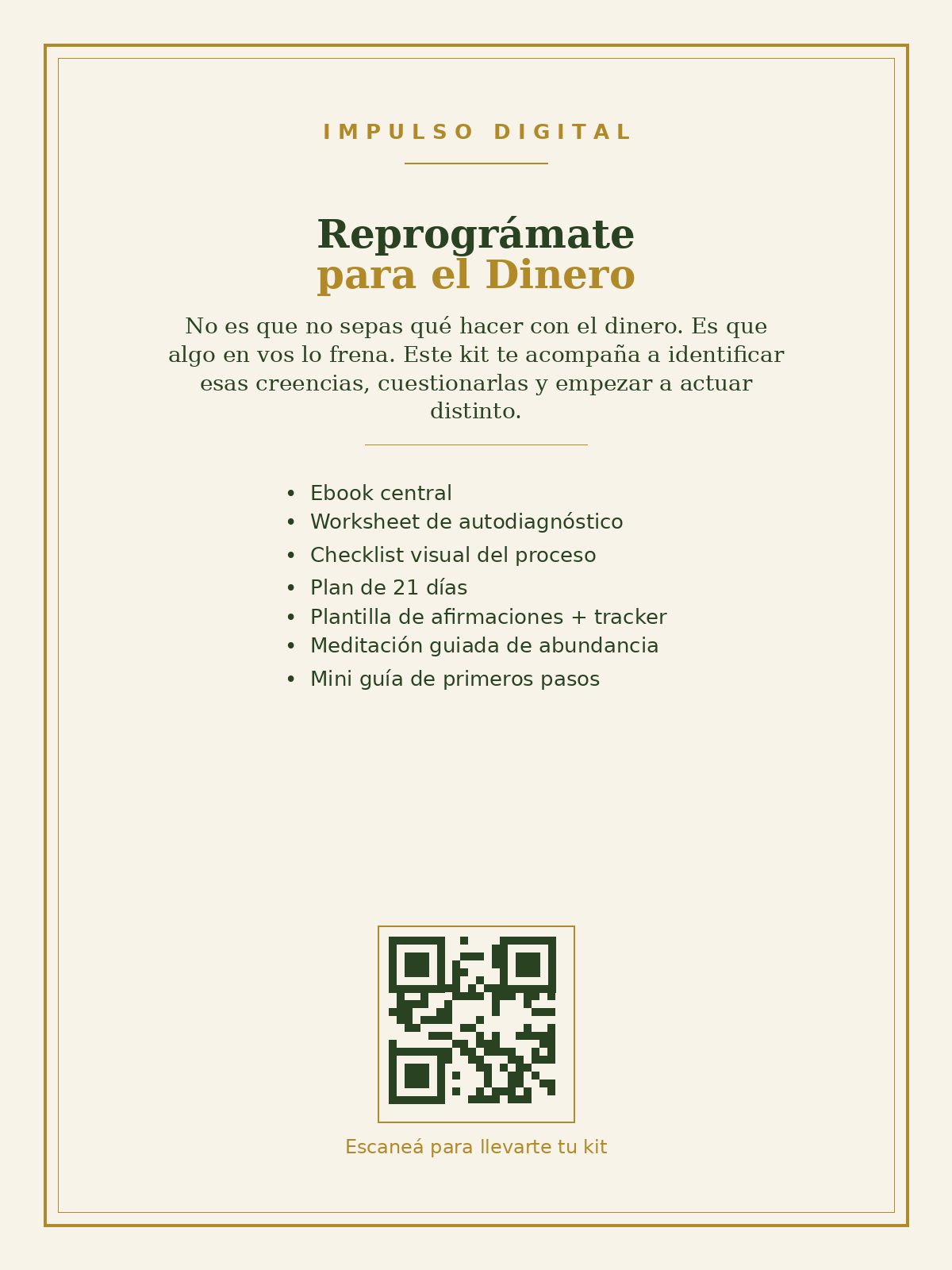 Reprográmate para el Dinero — Kit de Autoconocimiento y Cambio de Creencias Financieras